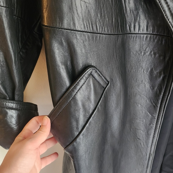 Andrew Marc Leather Heavy Full Length Trench Coat Men Size M - Picture 4 of 12